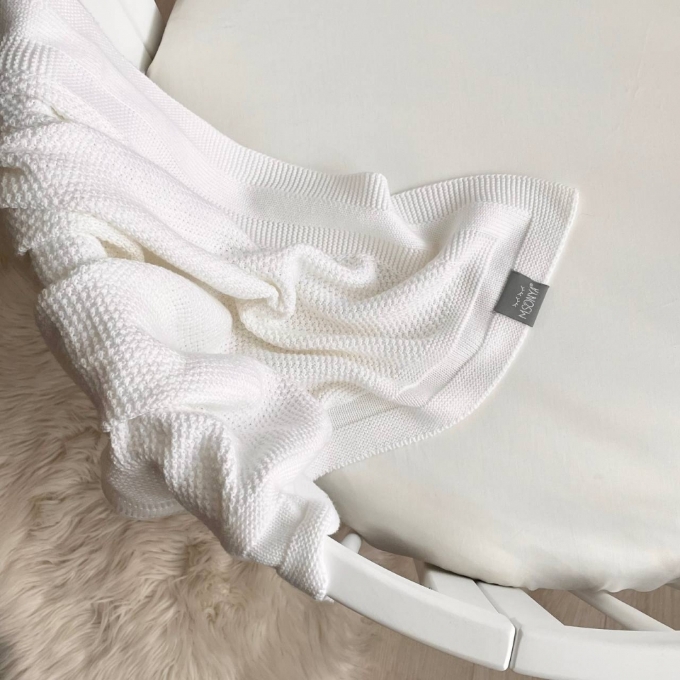 Husa saltea rotunda patut bebe copii cu elastic, 70 x 70 cm, milky (4)